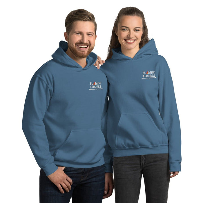 Indigo Blue Embroidered Logo Hoodie - Flamin' Fitness