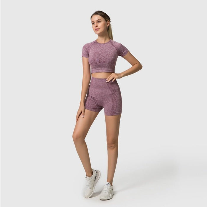 Short Sleeve Top & Shorts Gym Set - Flamin' Fitness